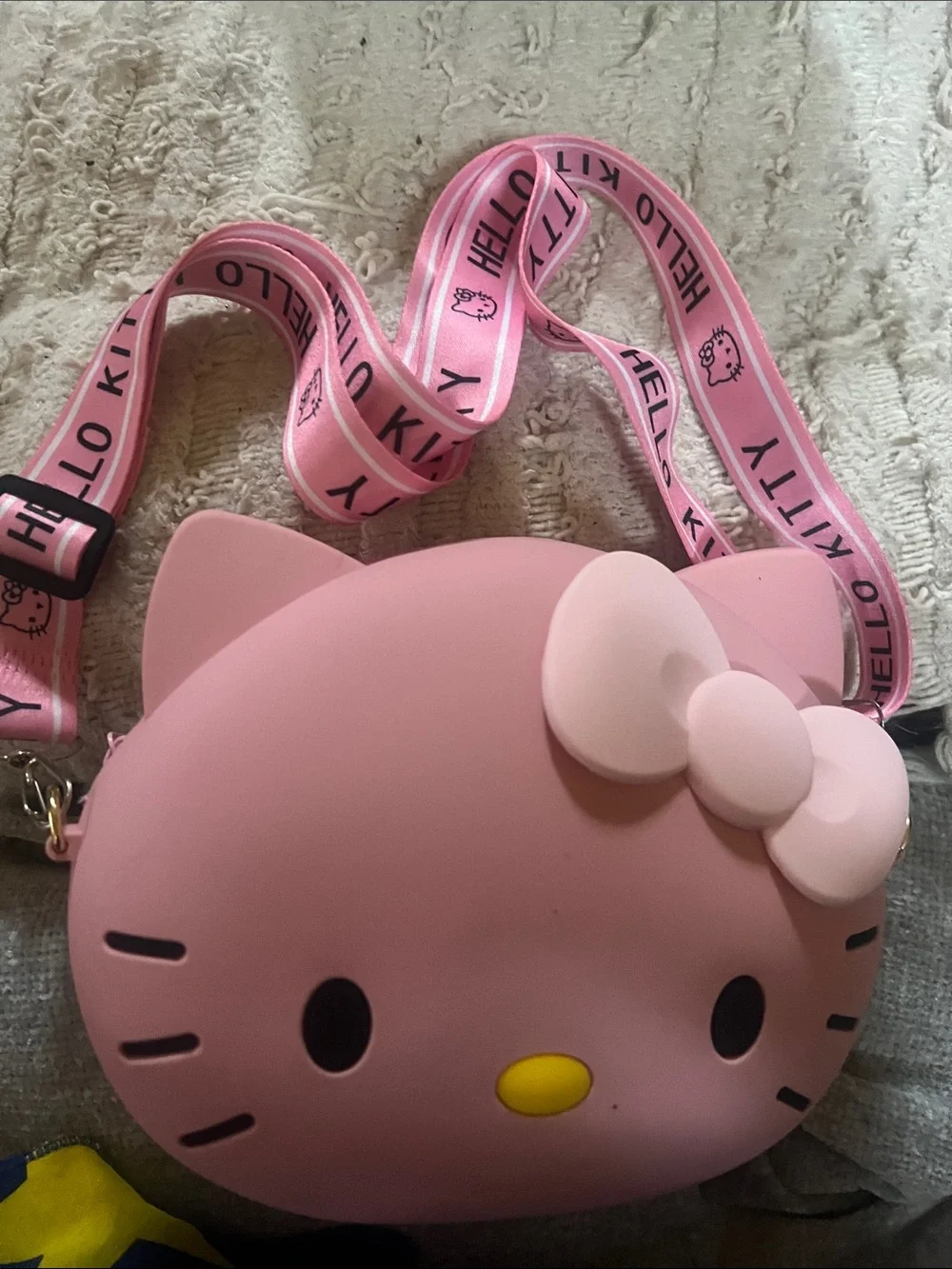 Hello Kitty Pink Silicone Kids Crossbody Purse with Logo Strap